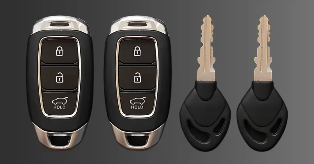 Modern push-button smart key fobs and cut transponder key blades for cars in Auckland