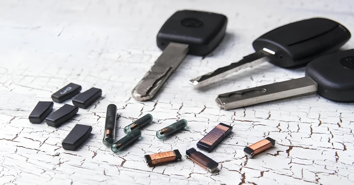 Transponder car key with electronic chip for vehicle key replacement